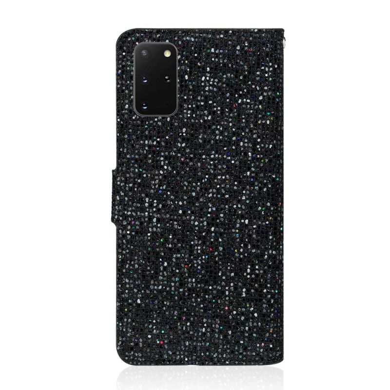 Folio Deksel Samsung Galaxy S20 Plus / S20 Plus 5G Svart Glitter S Design