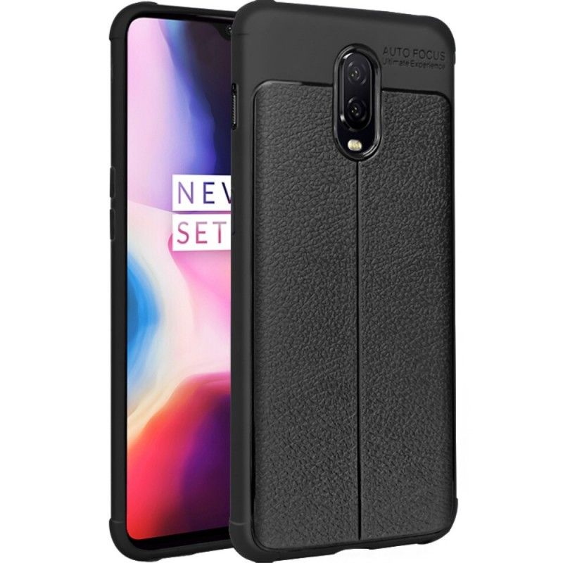 Deksel OnePlus 6T Svart Imak Imiterte Skinnsømmer