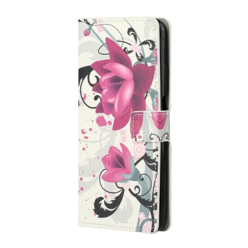 Folio Deksel Xiaomi Mi 10T / 10T Pro Magenta Tropiske Blomster