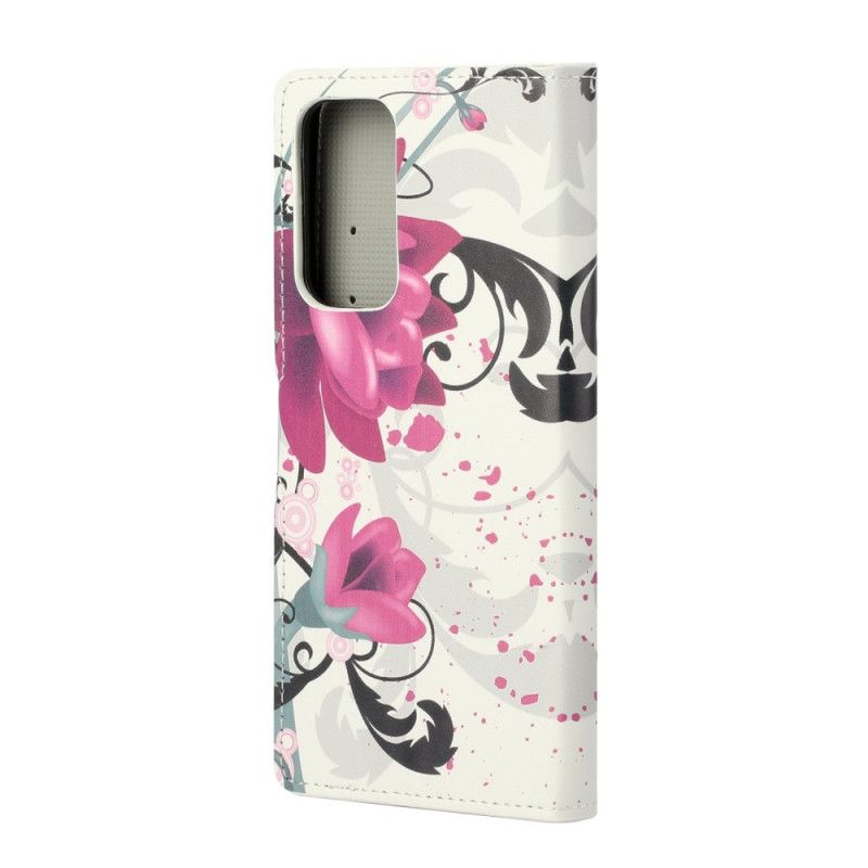 Folio Deksel Xiaomi Mi 10T / 10T Pro Magenta Tropiske Blomster