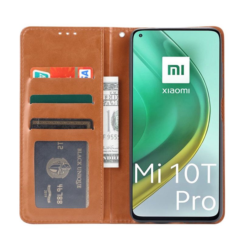 Folio Deksel Xiaomi Mi 10T / 10T Pro Svart Kortholder I Imitert Skinn