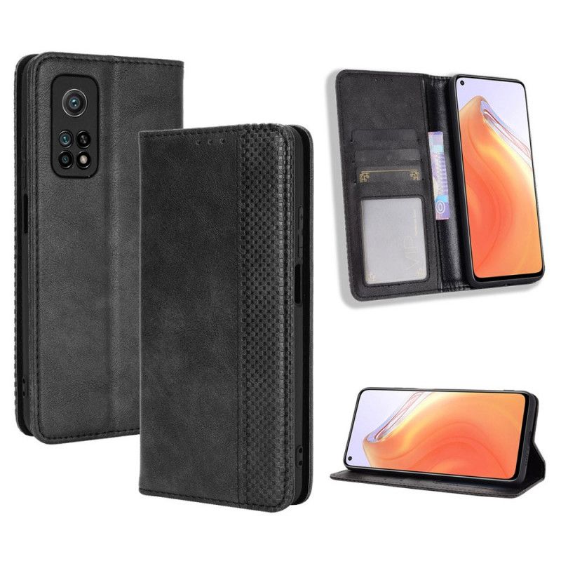 Folio Deksel Xiaomi Mi 10T / 10T Pro Svart Stilisert Vintage-Skinneffekt