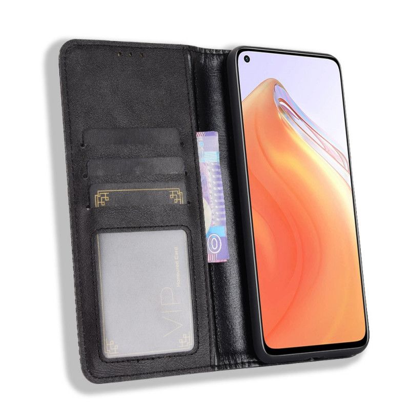 Folio Deksel Xiaomi Mi 10T / 10T Pro Svart Stilisert Vintage-Skinneffekt