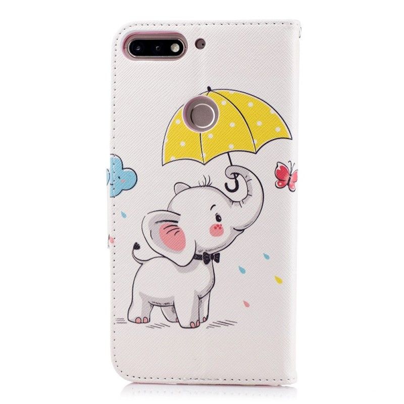 Folio Deksel Huawei Y7 2018 Baby Elefant Anti-fall