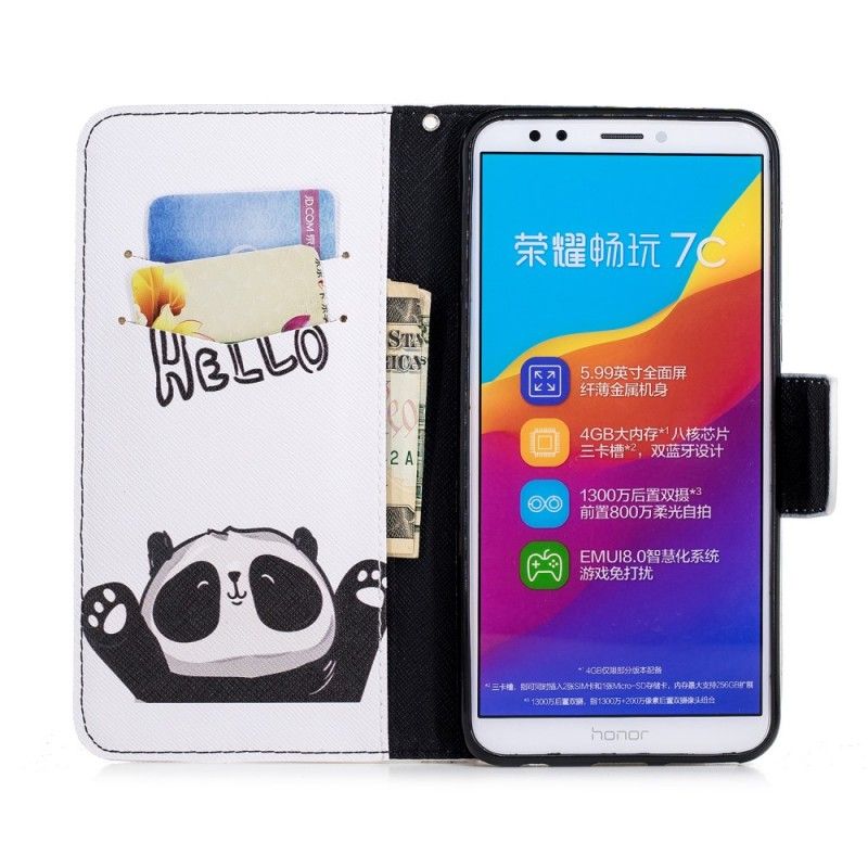 Folio Deksel Huawei Y7 2018 Hallo Panda