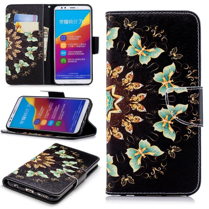 Folio Deksel Huawei Y7 2018 Sommerfuglmandala