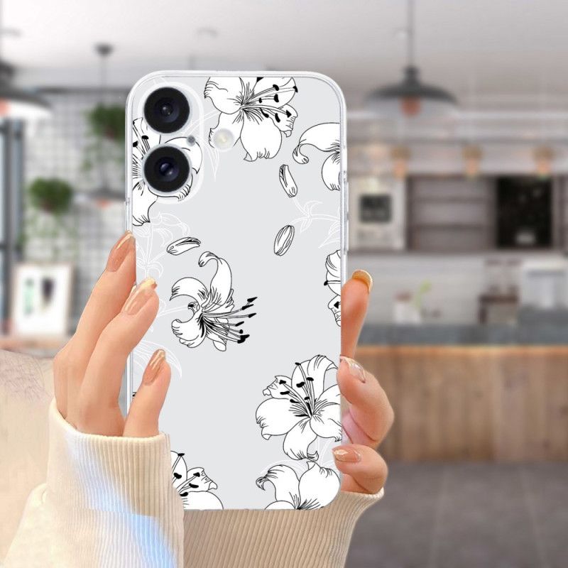 Deksel Til iPhone 16 Plus Hvite Blomster