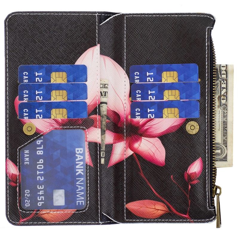 Folio Deksel Til iPhone 16 Plus Lotus Strap Wallet