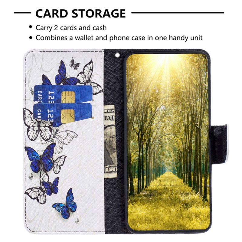 Lærdeksel Folio Deksel iPhone 16 Plus Mobildeksel Butterflies Print Wallet