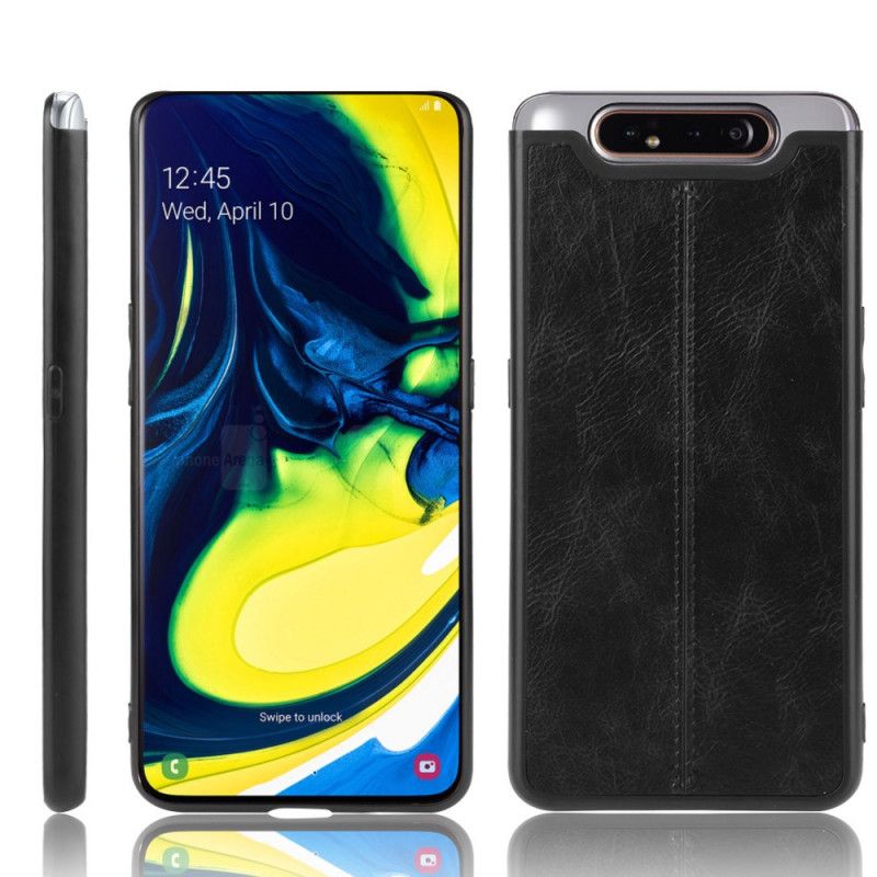 Deksel Samsung Galaxy A80 / A90 Svart Sydd Skinneffekt Beskyttelse