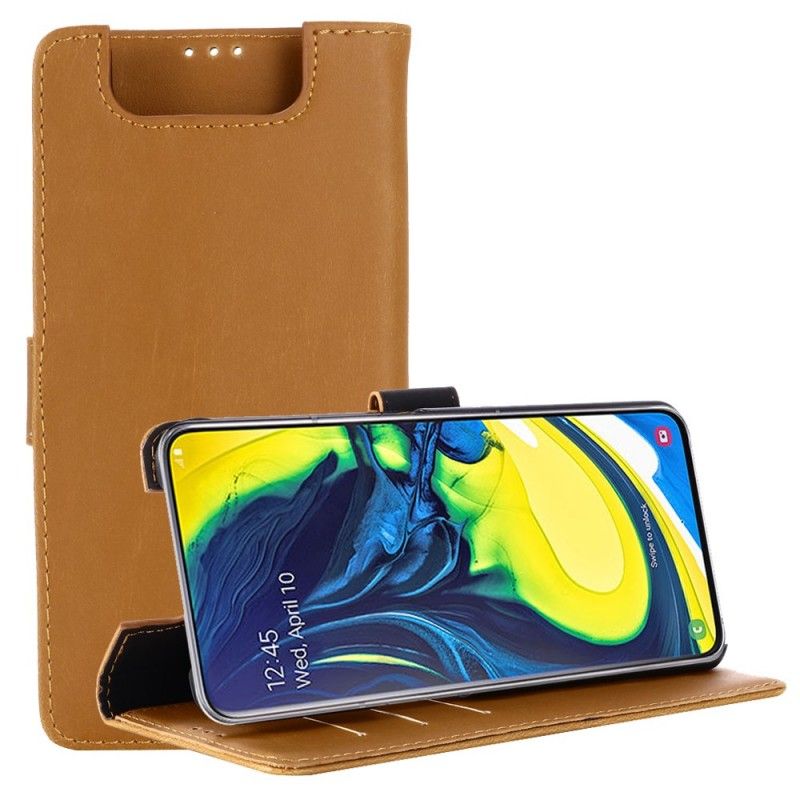 Folio Deksel for Samsung Galaxy A80 / A90 Brun Subtilt Skinn