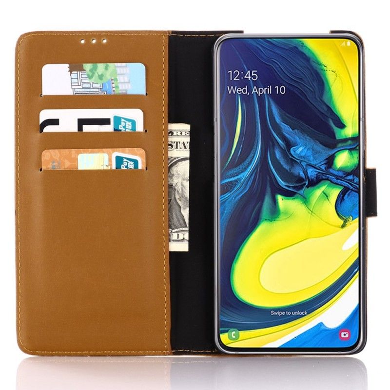 Folio Deksel for Samsung Galaxy A80 / A90 Brun Subtilt Skinn