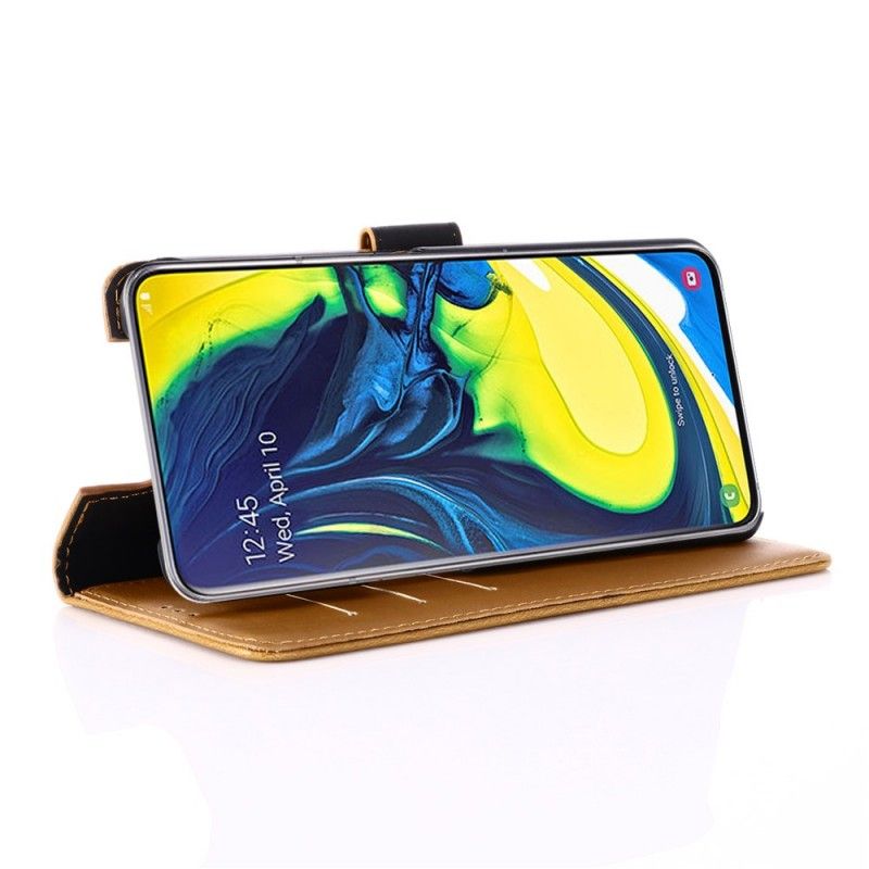 Folio Deksel for Samsung Galaxy A80 / A90 Brun Subtilt Skinn