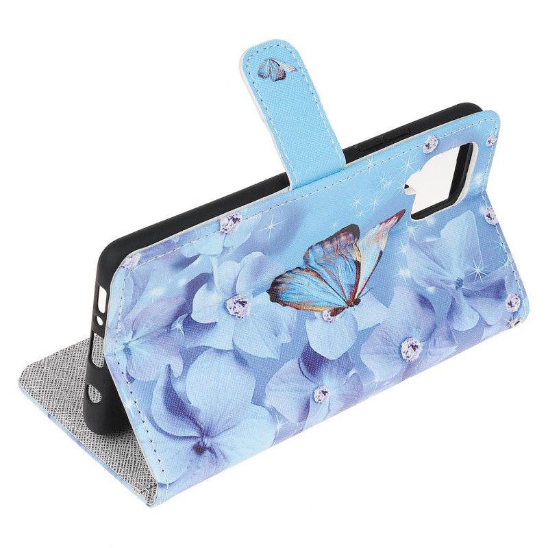 Folio Deksel Samsung Galaxy M32 Diamond Strappy Butterflies