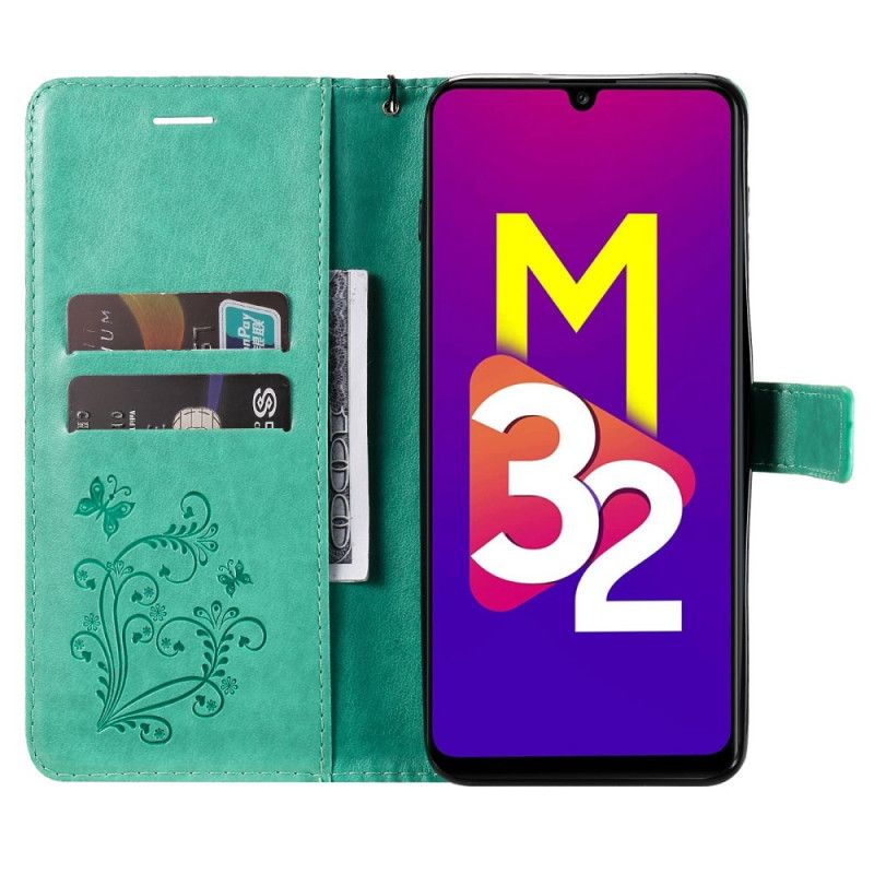 Folio Deksel Samsung Galaxy M32 Giant Thong Sommerfugler