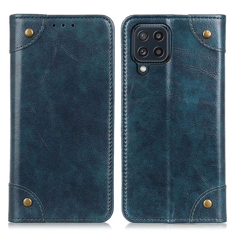 Folio Deksel Samsung Galaxy M32 Vintage Rivets-versjon