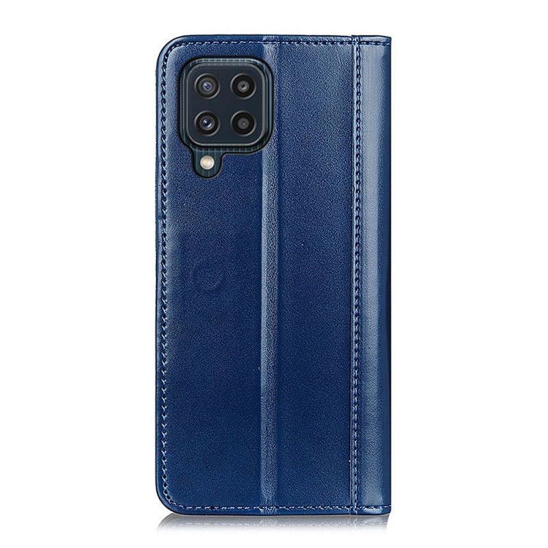 Folio Deksel Til Samsung Galaxy M32 Shiny Split Leather