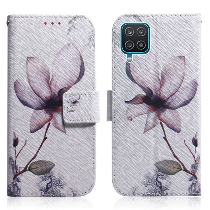 Lærdeksel Folio Deksel Samsung Galaxy M32 Gammel Rosa Blomst