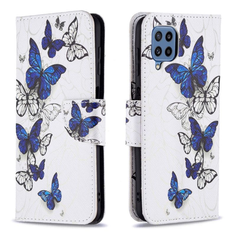 Lærdeksel Folio Deksel Samsung Galaxy M32 Mobildeksel Butterflies Kings