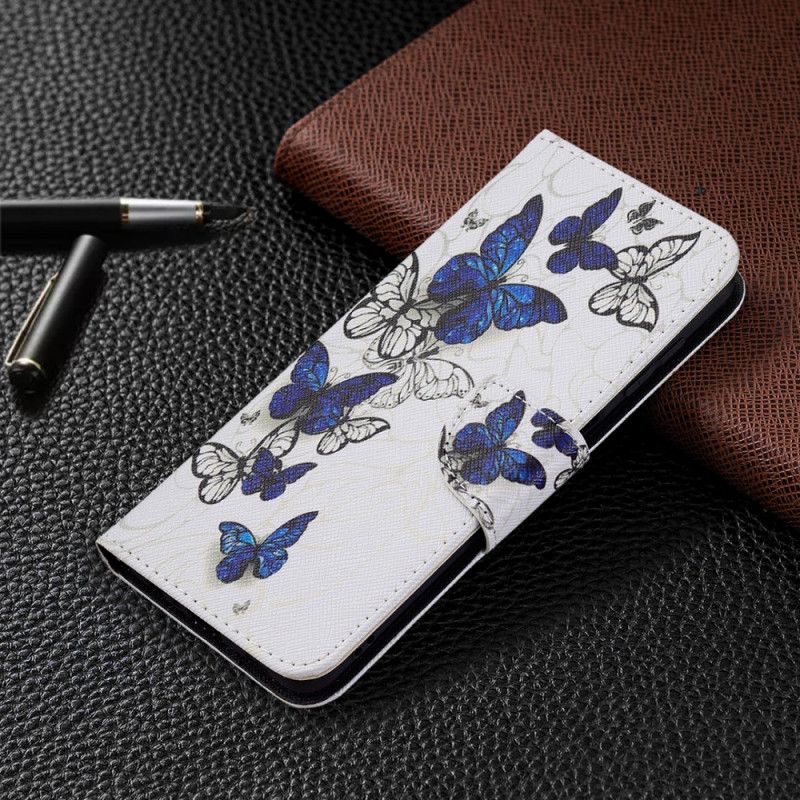 Lærdeksel Folio Deksel Samsung Galaxy M32 Mobildeksel Butterflies Kings