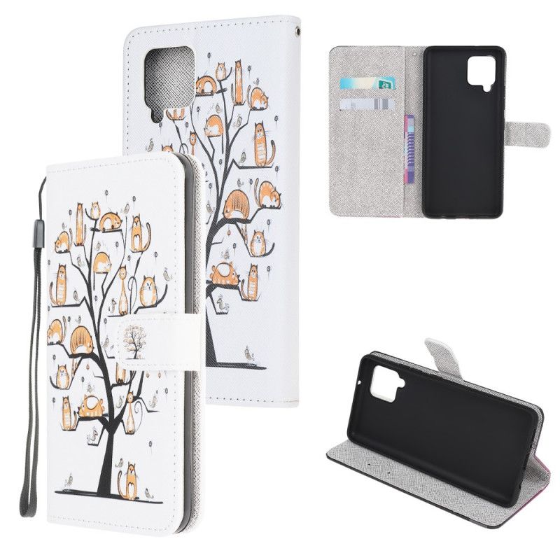 Lærdeksel Folio Deksel Samsung Galaxy M32 Mobildeksel Funky Cats Strappy