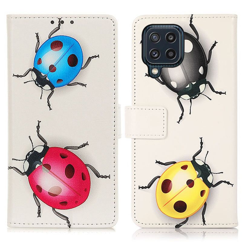 Lærdeksel Folio Deksel Samsung Galaxy M32 Mobildeksel Ladybugs