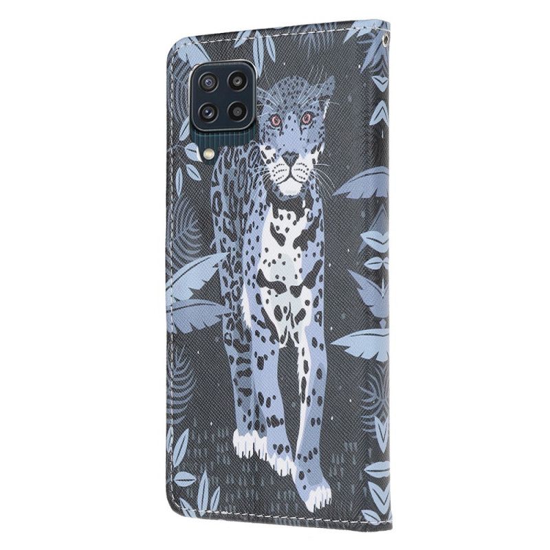 Lærdeksel Folio Deksel Samsung Galaxy M32 Mobildeksel Leopard Strappy