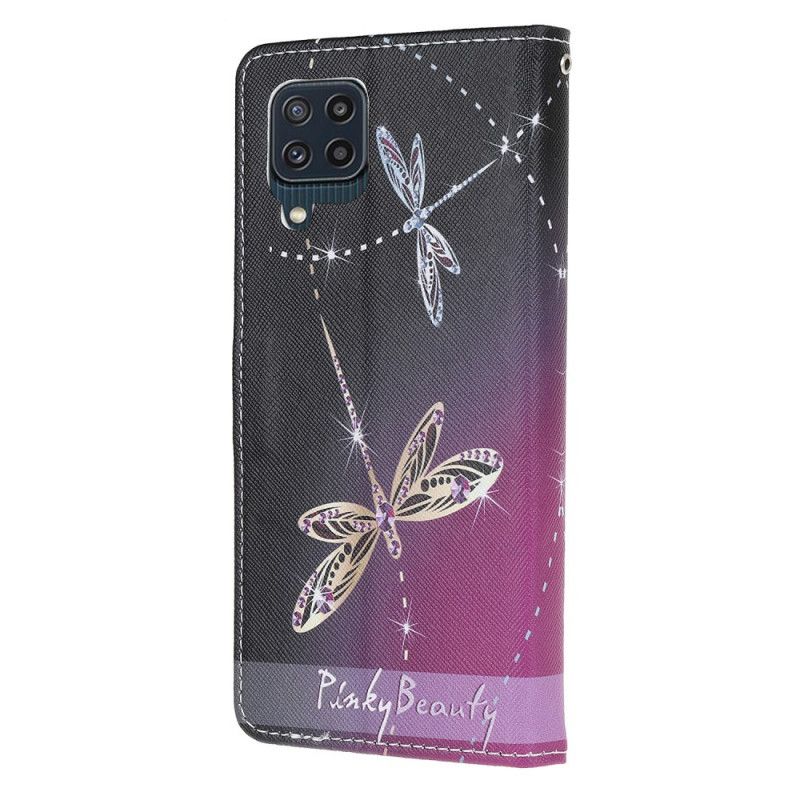 Lærdeksel Folio Deksel Samsung Galaxy M32 Mobildeksel Thong Dragonflies