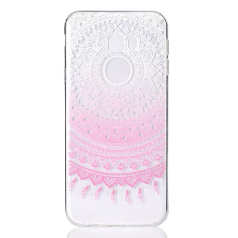 Deksel for Samsung Galaxy J4 Plus Rosa Gjennomsiktig Fargerik Mandala