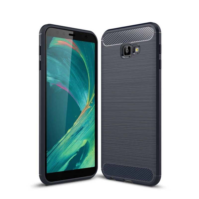 Deksel for Samsung Galaxy J4 Plus Svart Børstet Karbonfiber