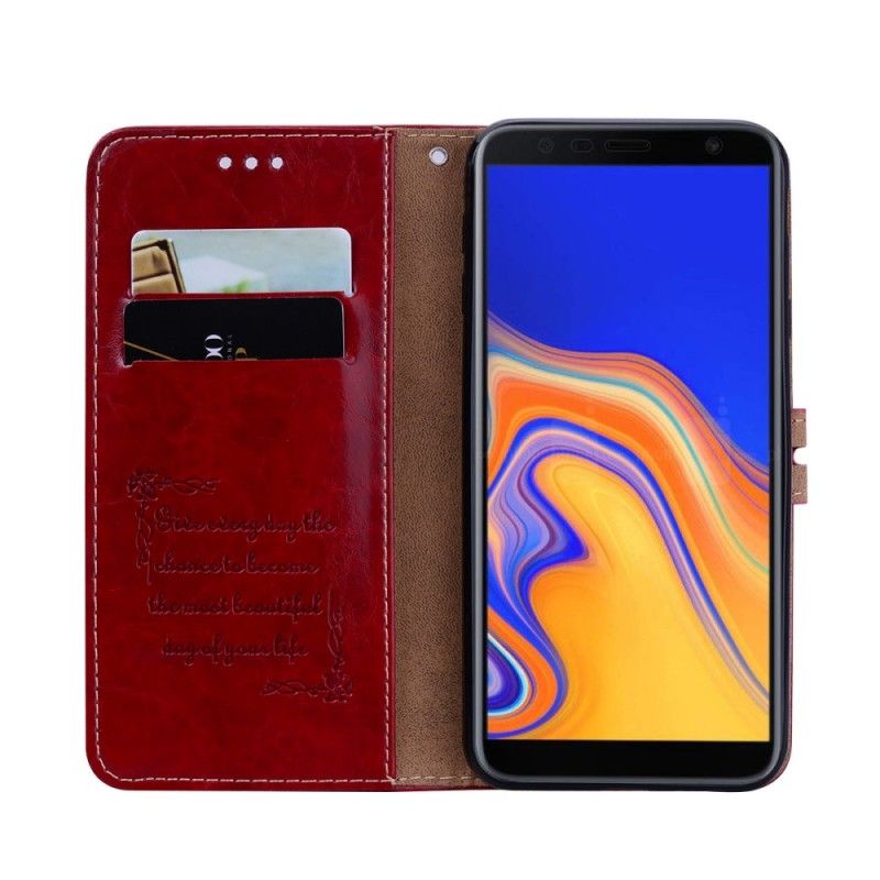 Folio Deksel Samsung Galaxy J4 Plus Rød Skinnende Skinneffekt Hattprins