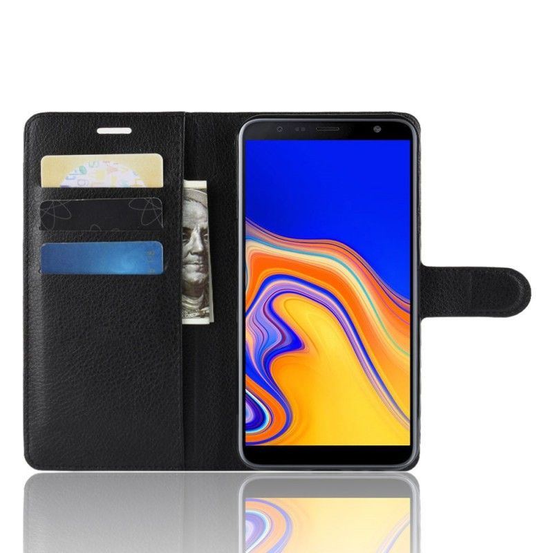 Folio Deksel Samsung Galaxy J4 Plus Svart Klassisk