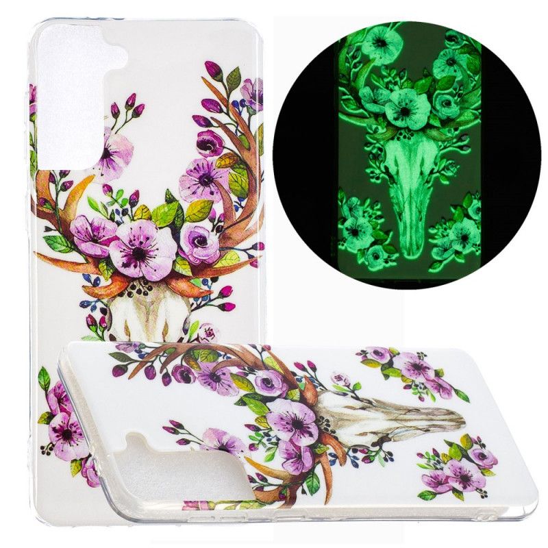 Deksel for Samsung Galaxy S21 Plus 5G Fluorescerende Blomstrende Elg