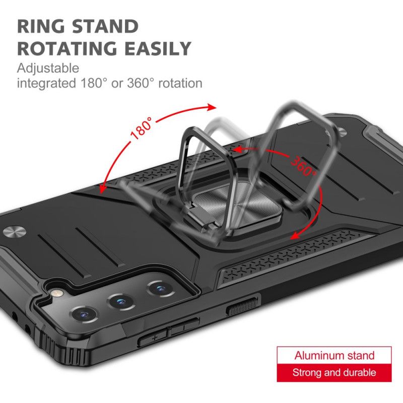 Deksel Samsung Galaxy S21 Plus 5G Svart Avtakbar Motstandsdyktig Ring