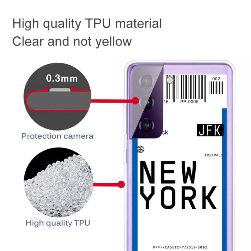 Deksel Samsung Galaxy S21 Plus 5G Svart Ombordstigningskort Til New York