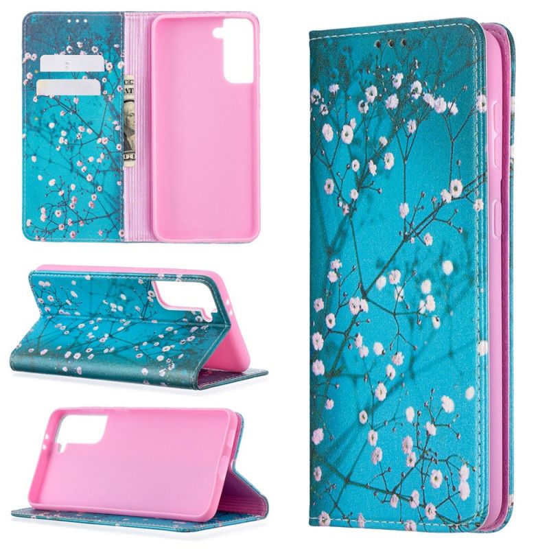 Folio Deksel for Samsung Galaxy S21 Plus 5G Blomstrende Grener