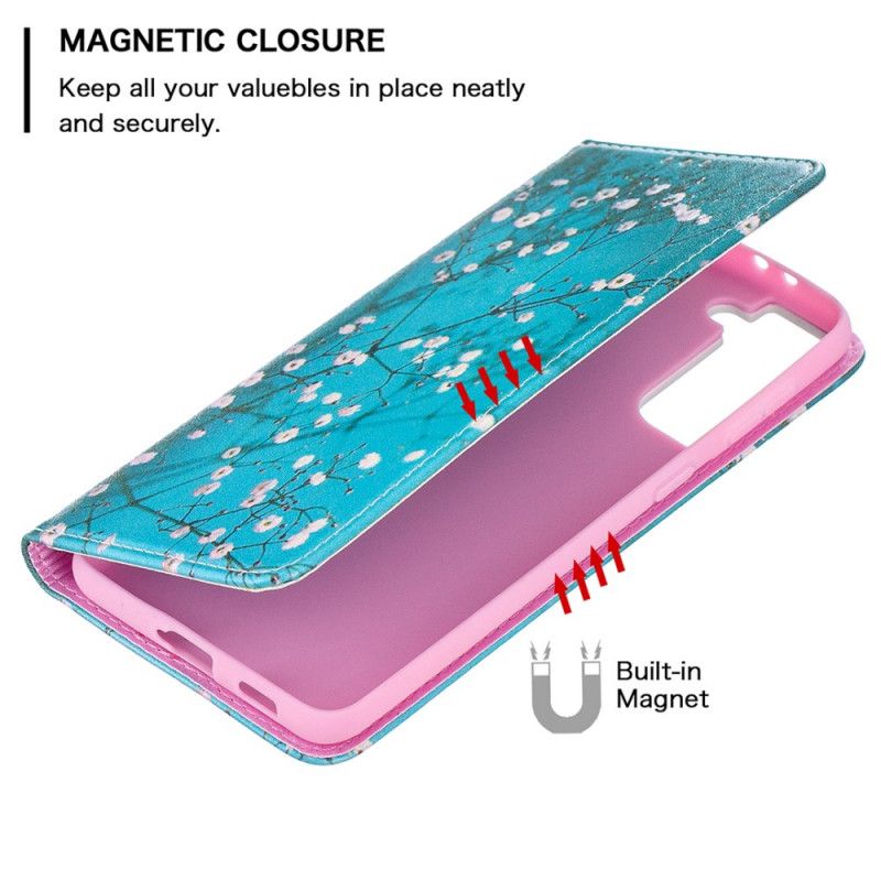 Folio Deksel for Samsung Galaxy S21 Plus 5G Blomstrende Grener