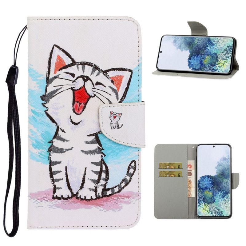 Folio Deksel for Samsung Galaxy S21 Plus 5G Farget Kattunge Med Tanga