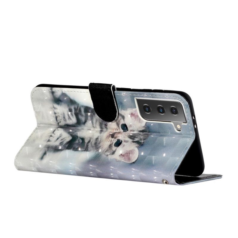 Folio Deksel for Samsung Galaxy S21 Plus 5G Lyse Flekker For Kattunge Med Stropp