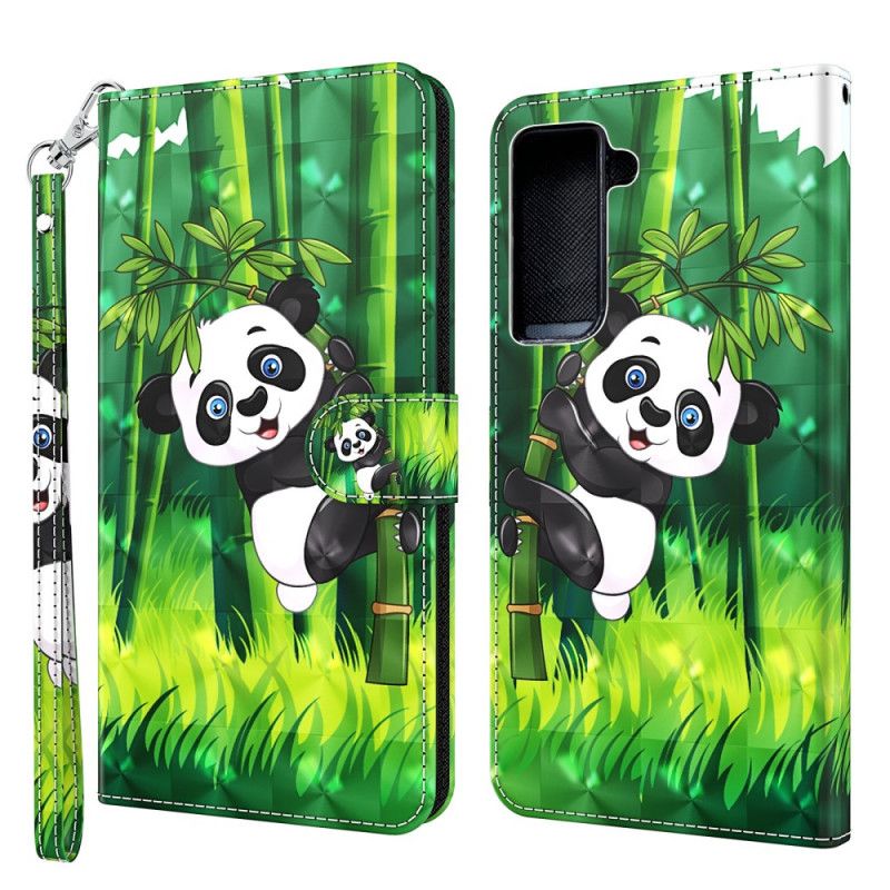 Folio Deksel for Samsung Galaxy S21 Plus 5G Panda Og Bambus