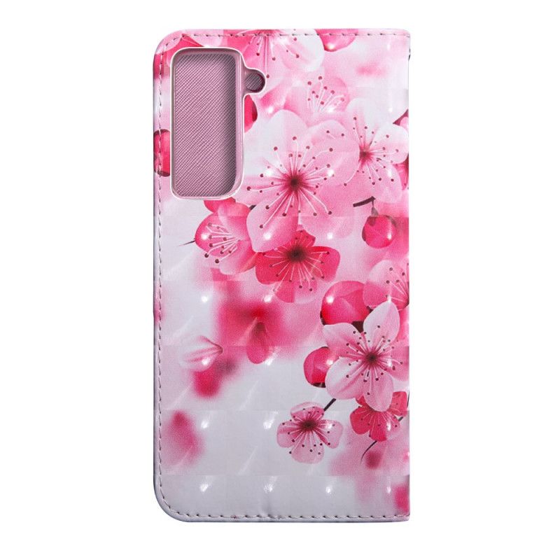 Folio Deksel for Samsung Galaxy S21 Plus 5G Rosa Blomster