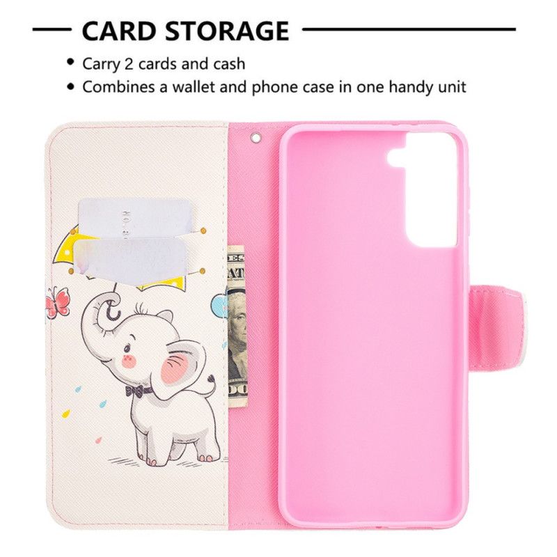 Folio Deksel Samsung Galaxy S21 Plus 5G Baby Elefant Anti-fall