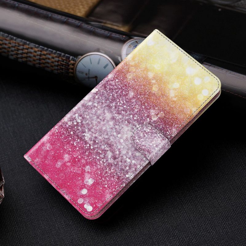 Folio Deksel Samsung Galaxy S21 Plus 5G Magenta Glittergradient Beskyttelse