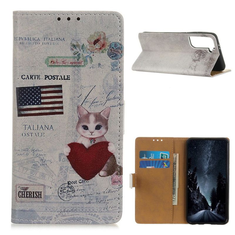 Folio Deksel Samsung Galaxy S21 Plus 5G Omreisende Katt