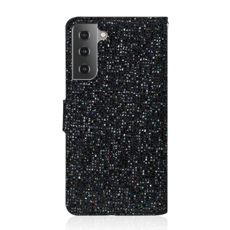 Folio Deksel Samsung Galaxy S21 Plus 5G Svart Glitter S Design