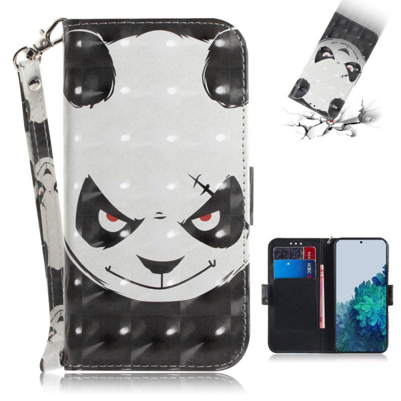 Folio Deksel Samsung Galaxy S21 Plus 5G Svart Panda Med Tanga