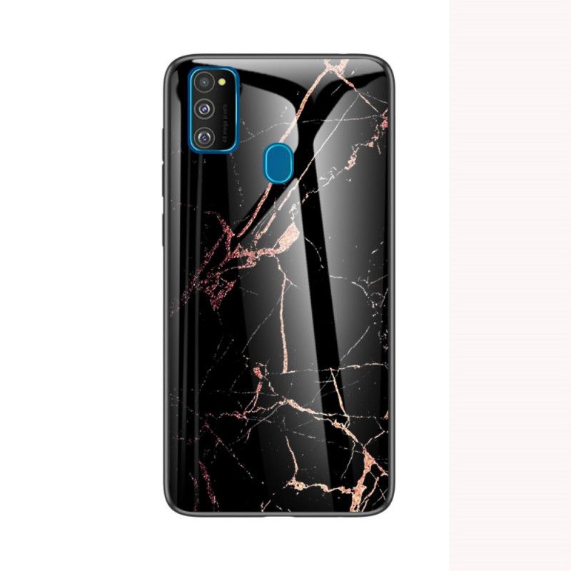 Deksel Samsung Galaxy M21 Svart Premiumfarget Herdet Glass