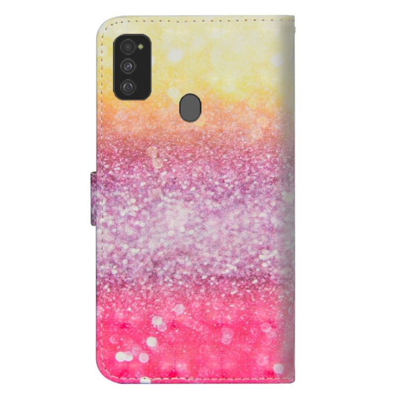 Folio Deksel Samsung Galaxy M21 Gradient Magenta Glitter