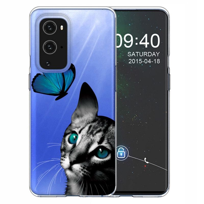 Deksel for OnePlus 9 Katt Og Sommerfugl