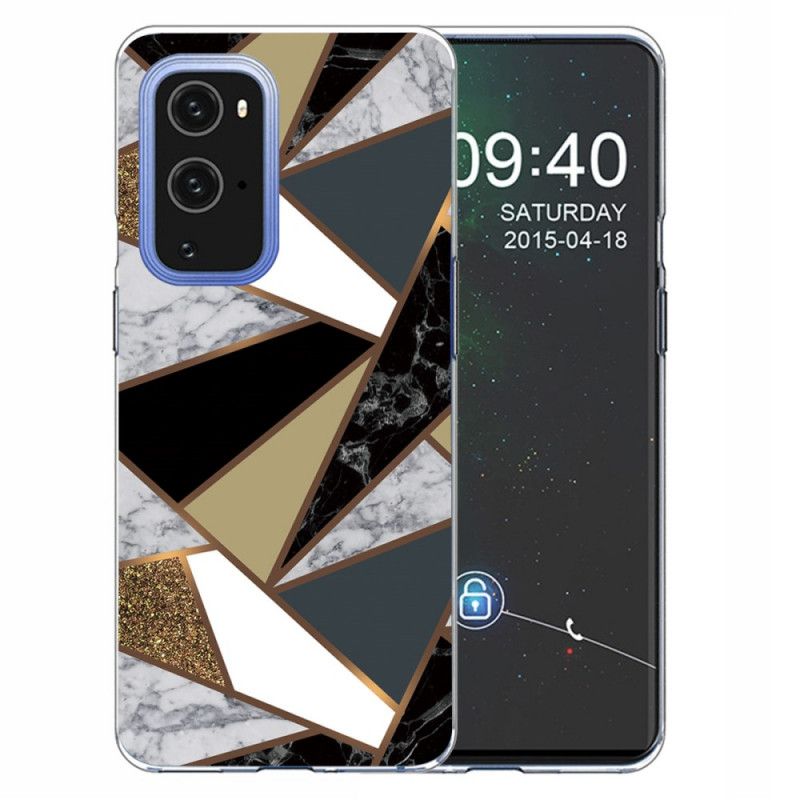 Deksel for OnePlus 9 Svart Geometrisk Marmor